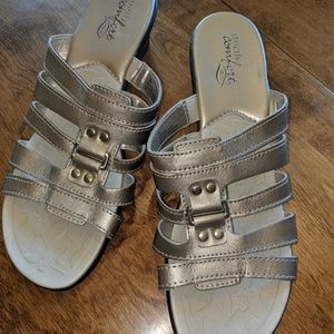 NWOT Strictly Comfort Gold Sandals